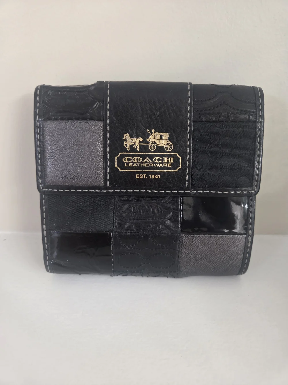 Coach Black Patchwork Leather Bifold Wallet